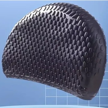 СИЛИКОНОВАЯ женская ШАПКА BUBBLE на длинные волосы, БОЛЬШАЯ, для бассейна, черная