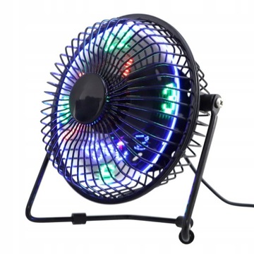 WIATRAK WENTYLATOR USB ZEGAR+TERMOMETR LED NOWOŚĆ