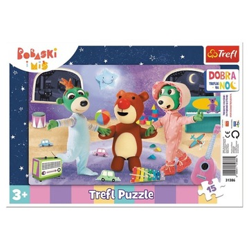 Puzzle Trefl Bobaski i Miś 15 elementów Dobranoc, Trefliki na noc 31386