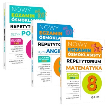 3w1 EGZAMIN ÓSMOKLASISTY 2026 REPETYTORIUM POLSKI + MATEMATYKA + ANGIELSKI