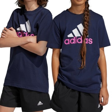 Koszulka Dziewczęca Adidas Bawełniana Granatowa T-shirt krótki rękaw 164 cm