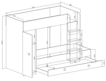 ТОЛЕДО 2-этажная двухъярусная кровать с лестницей