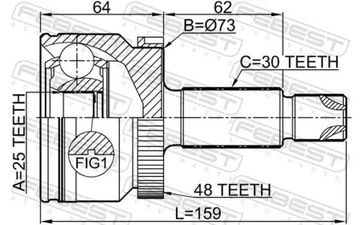PRZEGUB PÓŁOSI PRZÓD 1210-IX35D7A48 FEBEST HYUNDAI