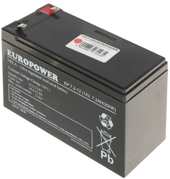Bezobsługowy akumulator AGM 12V 7.2AH EUROPOWER
