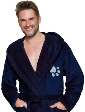 ŁAPKA CIEPŁY DŁUGI SZLAFROK MĘSKI Z KAPTUREM XXL