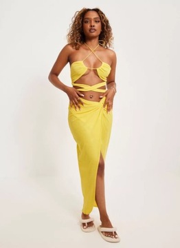 Nelly żółta sukienka maxi na plażę defekt M