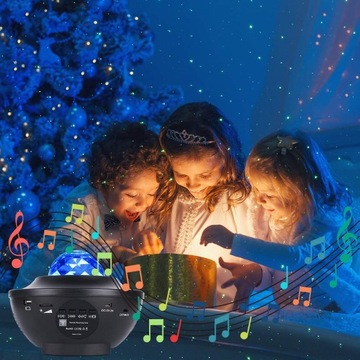 PROJEKTOR GWIAZD RZUTNIK NIEBA KONTROLA GŁOSU LED GŁOŚNIK BLUETOOTH + PILOT