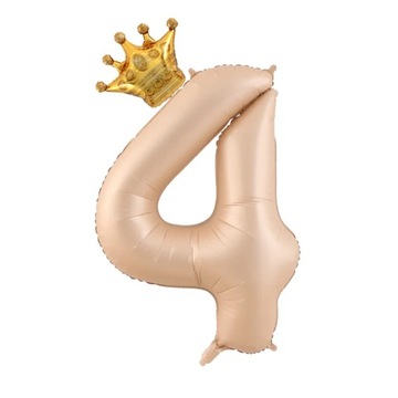 2Pcs Cream Number Balloons with Crown Foil Balloon