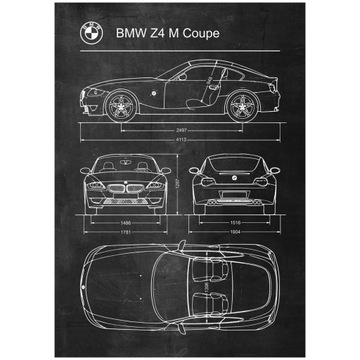Plakat BMW Z4 M Coupe Retro Patent Schemat