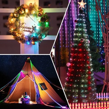 [RGB 80 LED]Внешние светильники 10м RGB разноцветные - шары (гирлянда) Новинка