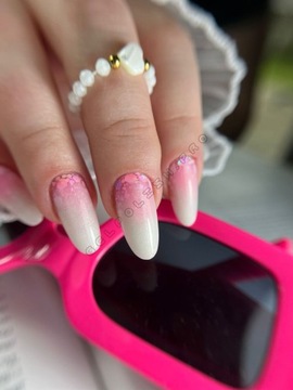 Отличный PRO THIXO LED/UV Builder гель молочный с розовыми и золотыми частицами 30г