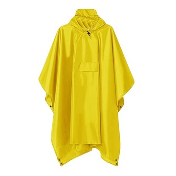 Hooded Wet Weather Rain Poncho Waterproof Yellow