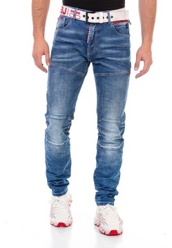 SPODNIE JEANS MĘSKIE CIPO BAXX SLIM FIT PRZETARCIA