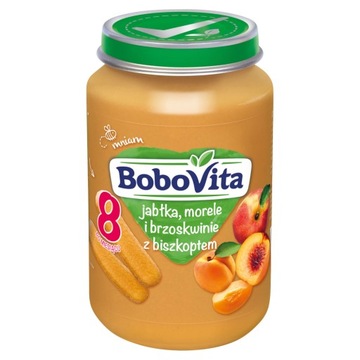 BOBOVITA Jabłka, morele i brzoskwinie z biszk 190g