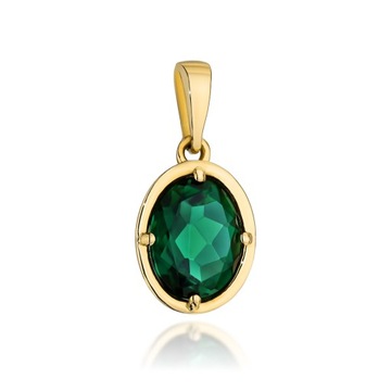ZŁOTA ZAWIESZKA 585 ELEGANCKA Z ZIELONYM KWARCEM + GRATISY