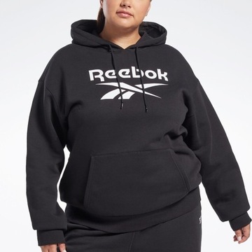 Reebok bluza damska czarna sportowa kangurka plus size HB7627 4XL