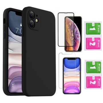 Etui do iPhone 11 | CANDY CASE | Silikonowe Matowe Czarne + 2 x Szkło