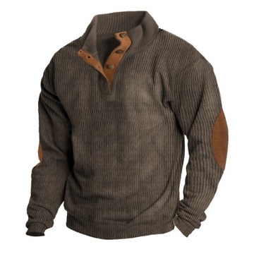 Męska bluza z długim rękawem i stójką, typu casual, outdoorowa