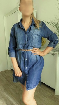 SUKIENKA JEANSOWA KOSZULOWA OVERSIZE H&M M 38