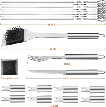 СТАЛЬ Набор для барбекю, аксессуары, столовые приборы для барбекю, посуда 33в1 + XL КОРПУС