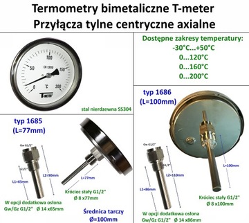 Биметаллический циферблат ТЕРМОМЕТР 0–120°C 1686002