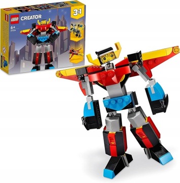 LEGO CREATOR 3w1 Super Robot 31124 klocki samolot odrzutowy smok na prezent