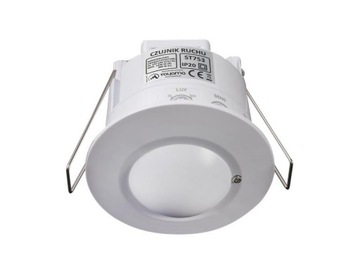 Микроволновой датчик движения, встраиваемый белый регулируемый детектор, 360°, макс. 600 Вт