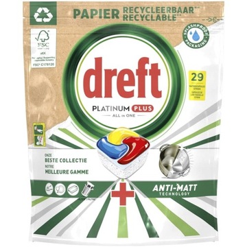 DREFT Platinum PLUS KAPSUŁKI DO ZMYWARKI Citrus LEMON 29 szt. DE Gratis