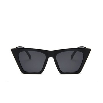 Czarne damskie geometryczne kocie okulary plastik
