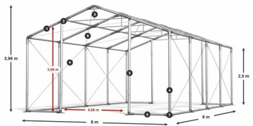 Namioty Budowlane 8x8m [2,5m] Garaże DAS 560 WP