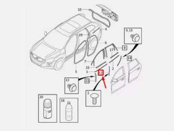 LIŠTA TĚSNĚNÍ DVEŘE LEVÝCH ZADNÍCH LEVÝ ZADNÍ VOLVO XC60