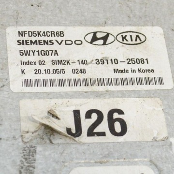 HYUNDAI SONATA MK5 JEDNOTKA ŘÍDÍCÍ MOTOREM 39110-25081 2005 2.4 BENZÍN
