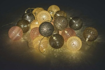 СВЕТОДИОДНЫЕ ВАТНЫЕ ШАРИКИ 20 ШТ. МНОГОЦВЕТНАЯ БАТАРЕЯ