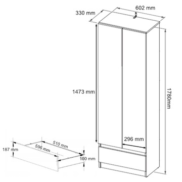 Гардероб, офисный книжный шкаф, 60 см, sonoma mix B-4