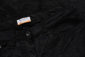 BRAX RAPHAELA SUPER SLIM czarne welurowe spodnie damskie w deseń 40 42