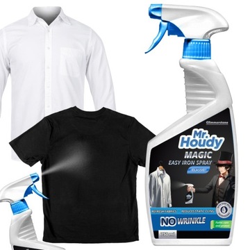 Mr. Houdy ŻELAZKO W SPRAYU PŁYN PRASUJĄCY PRASUJE SZYBKO I NIE PLAMI 750ml