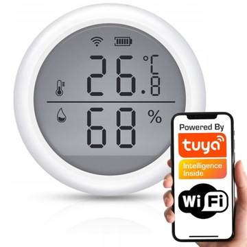 Inteligentny Mini czujnik temperatury wilgotności ekran LCD WiFi TUYA