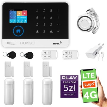 Alarm bezprzewodowy WiFi + GSM 4G LTE z aplikacją TUYA , HUXGO HXA003 4G