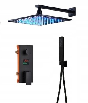 Bateria prysznicowa podtynkowa czarna -BLACK 40 LCD LED