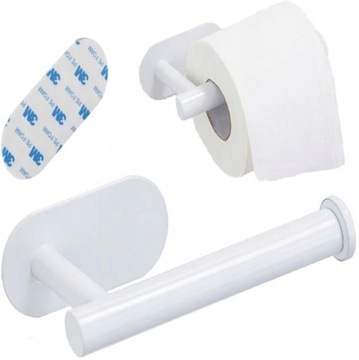 UCHWYT WIESZAK METAL NA PAPIER TOALETOWY SAMOPRZYLEPNY KLEJ BIAŁY LOFT WC