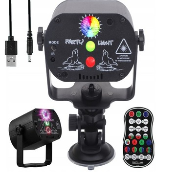 PROJEKTOR DYSKOTEKOWY KULA DISCO OBROTOWA LASER REFLEKTOR LED RGB + PILOT