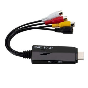 Konwerter obrazu i dźwięku z HDMI (męskie) na AV 3x cinch RCA (żeńskie)