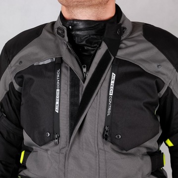 Мужская трехслойная текстильная мотоциклетная куртка HUSAR ADVENTURE серого цвета
