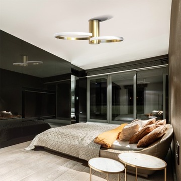 LAMPA SUFITOWA NOWOCZESNA ŻYRANDOL PLAFON LED ZŁOTY LAMPA RING PIERŚCIEŃ