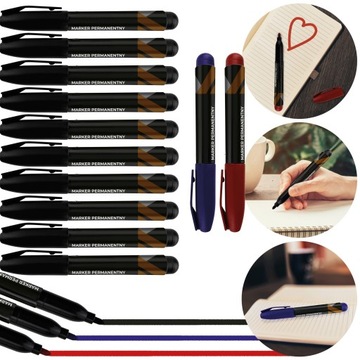 MARKERY ALKOHOLOWE PERMANENTNY WODODPORNY 12 SZT. MAZAKI FLAMASTRY