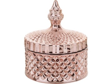 Szklany Pojemnik Dekoracyjny z Pokrywką ROSE GOLD