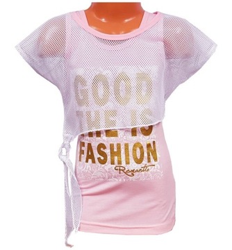 BLUZKA Z BOLERKIEM GOOD r 8 - 122/128 cm ROSE