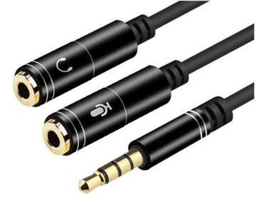 ROZDZIELACZ SPLITTER AUDIO KABEL MINI JACK 3,5mm AUX MIKROFON + SŁUCHAWKI