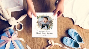 ПРИГЛАШЕНИЯ НА КРЕСТИЕ + ФОТО + ПЕРСОНАЛИЗАЦИЯ 3 ШТ.