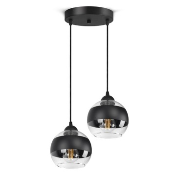 Lampa Wisząca Sufitowa Żyrandol Czarna Szklane Kule Black Belt EZ2 LED E27